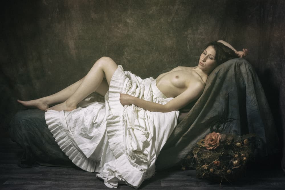 Pensive Reclining Nude by Ruth Franke — canvas wall art