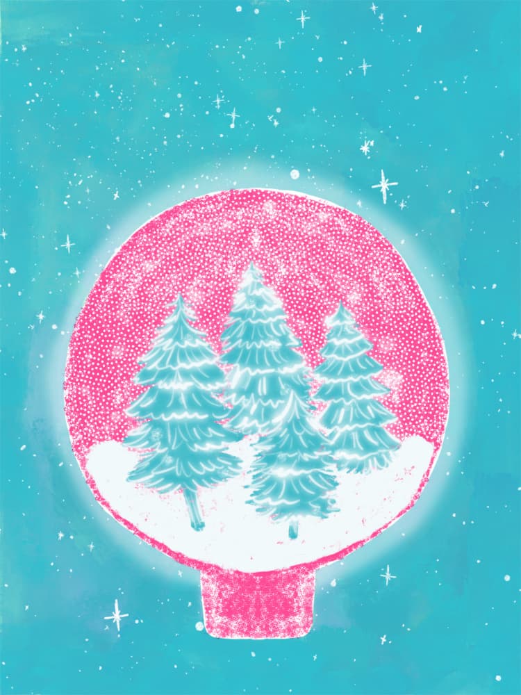 Magical Pink Snow Globe by Aliya Putrus — canvas wall art