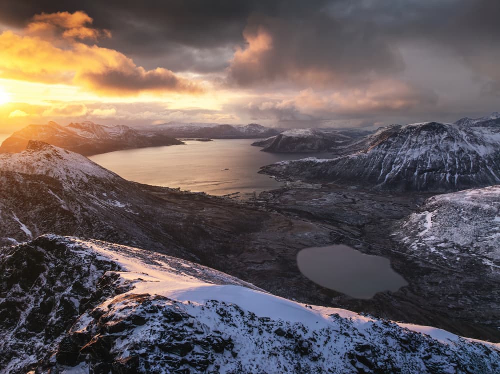 Dramatic Fjord Sunset by Herbert Rong — canvas wall art