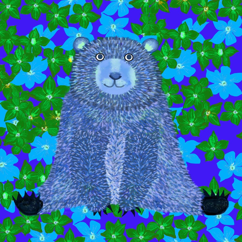 Whimsical Blue Bear by Lynnda Rakos — canvas wall art