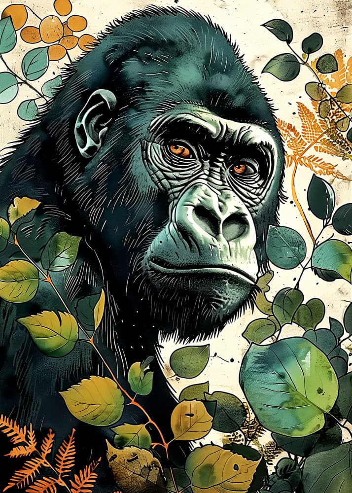 Majestic Jungle Gorilla by Justyna Jaszke — canvas wall art