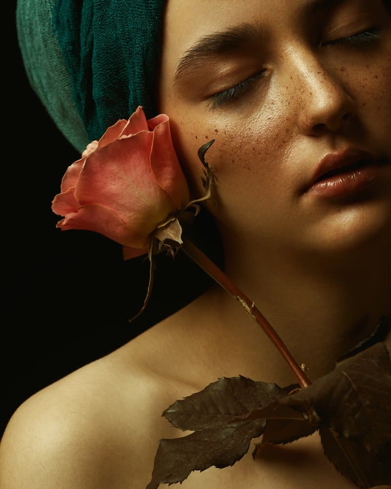 Serene Beauty with Rose by Ali Sahebi — canvas wall art