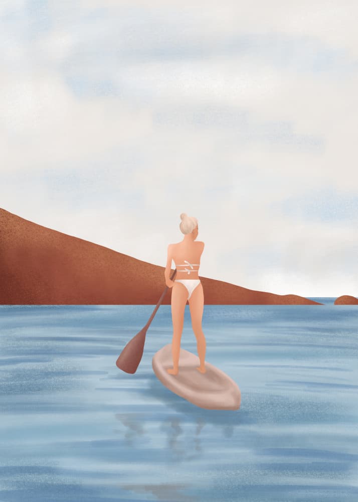 Peaceful Paddleboard Journey by Flow Line — canvas wall art