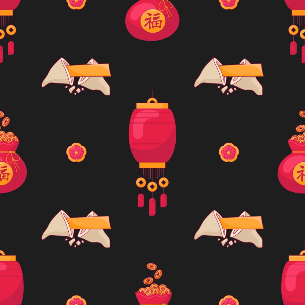 Lucky Chinese Fortune Pattern by Marika Barsrsind — canvas wall art