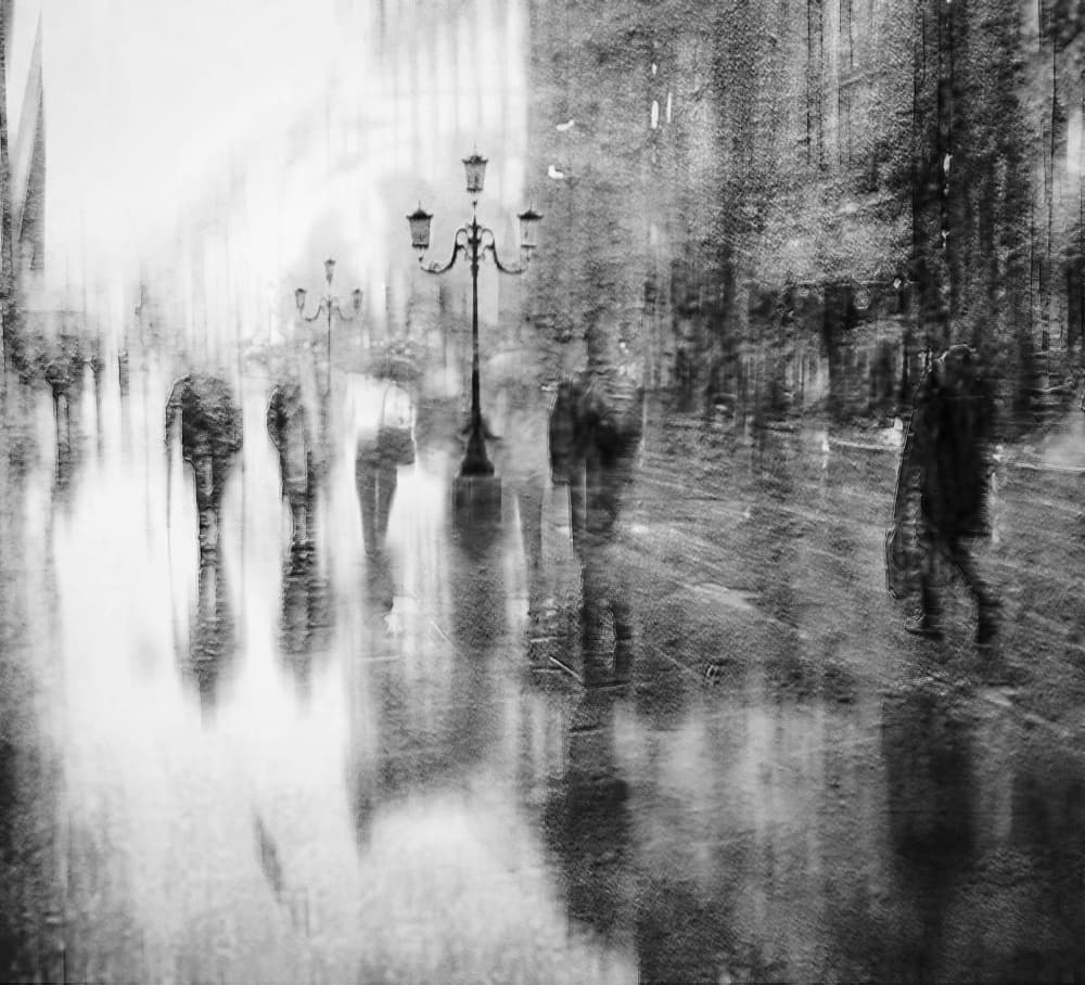 Blurred City Reflections by Amer Jassim — canvas wall art