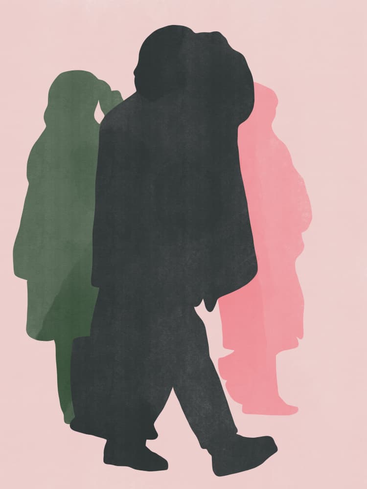 Pastel Walking Figures by Little Dean — canvas wall art