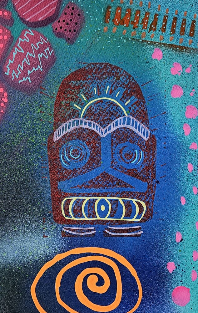 Vibrant Tribal Mask by Olea Huuska — canvas wall art