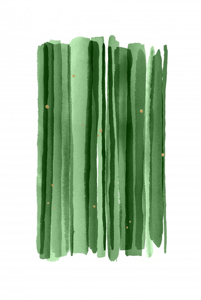 Green Watercolor Stripes by Fabiana Silveira — canvas wall art