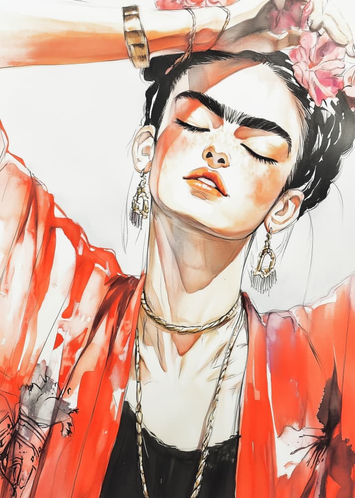 Tranquil Woman in Red by Justyna Jaszke — canvas wall art