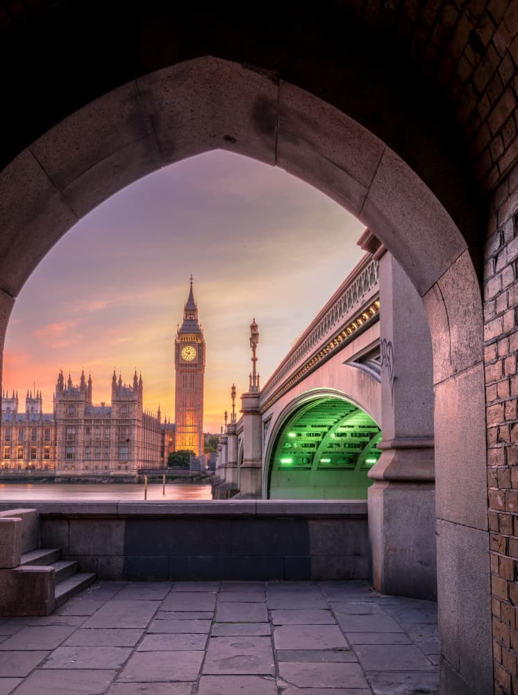 Big Ben Archway Sunset by Ariel Ling — canvas wall art