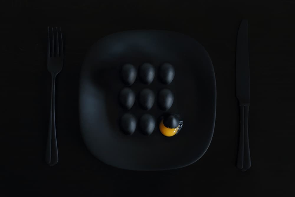 Unique Black Egg Still Life by Victoria Glinka — canvas wall art