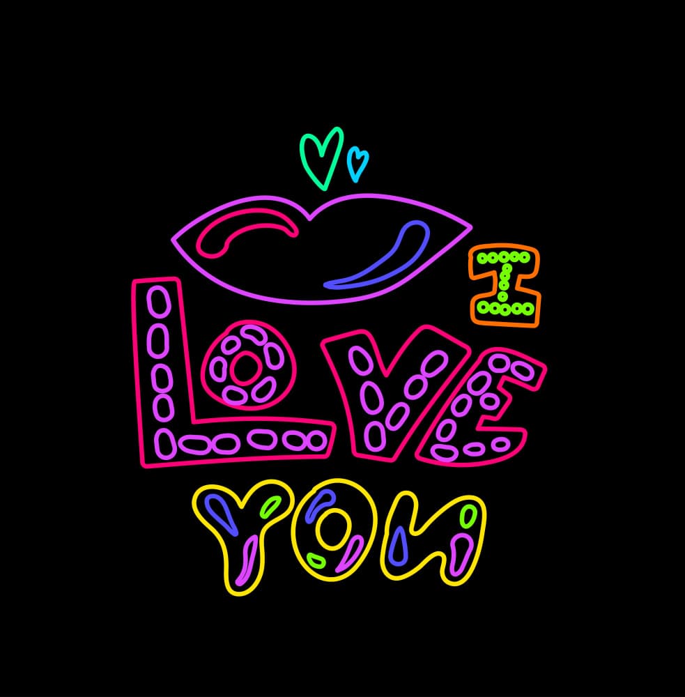 Vibrant Love You Neon by Marika Barsrsind — canvas wall art