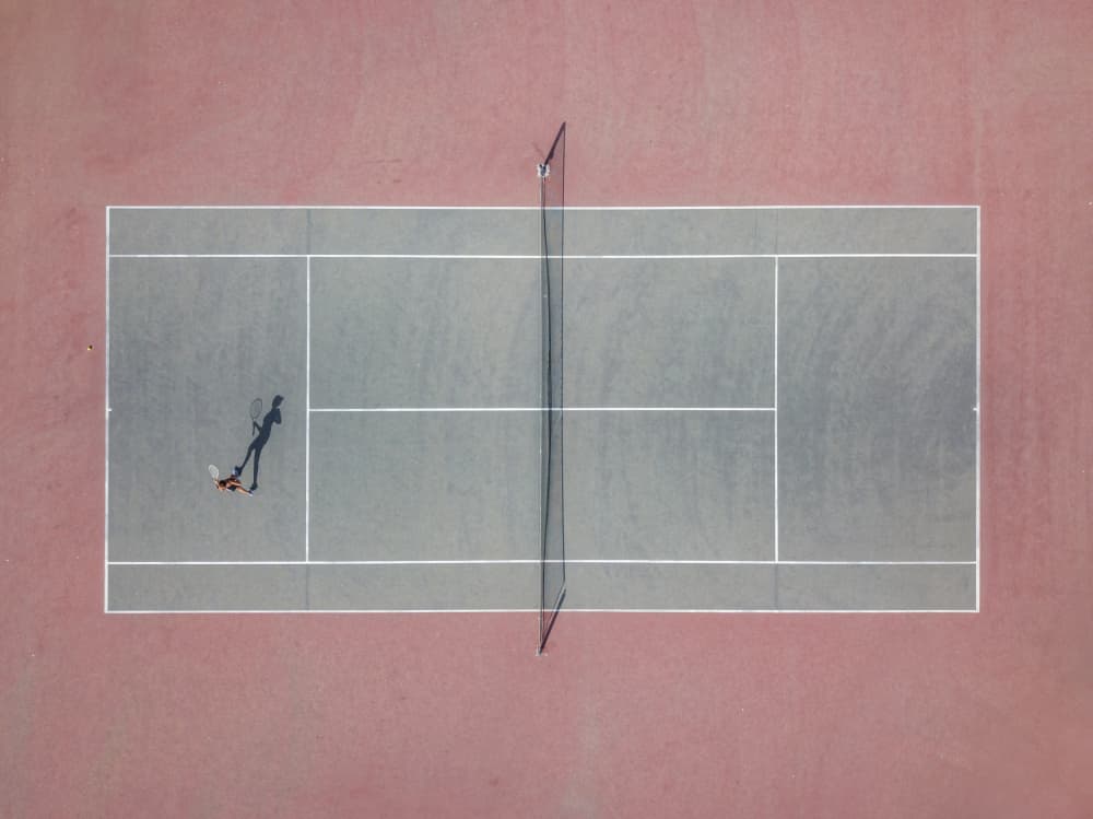 Tennis Court Shadow Play by Felix Tchvertkin — canvas wall art