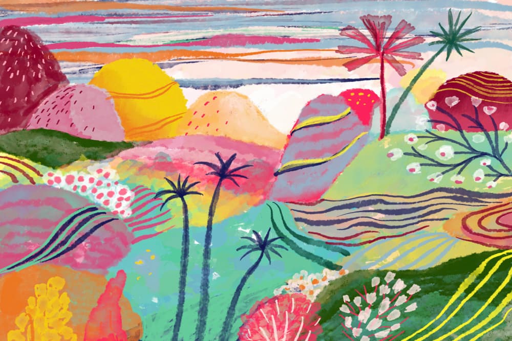 Vibrant Tropical Landscape by uta krogmann — canvas wall art