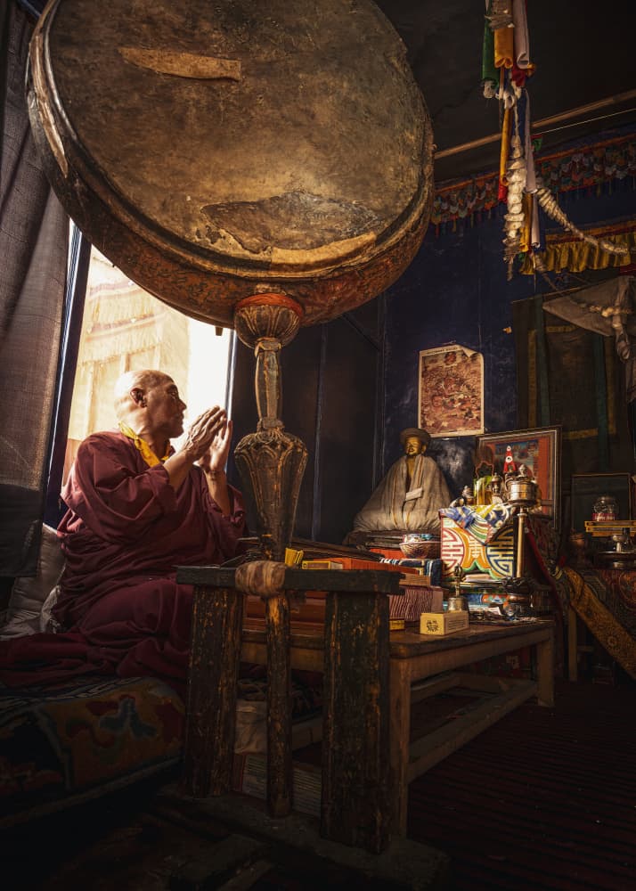 Monk's Peaceful Prayer by Marco Tagliarino — canvas wall art