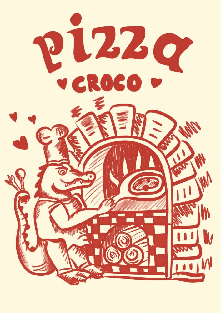 Pizza Croco Chef by Studio Dolci — canvas wall art