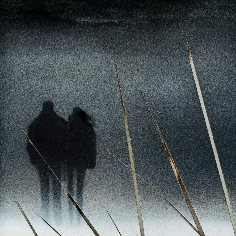 Misty Couple Silhouette by Piet Flour — canvas wall art