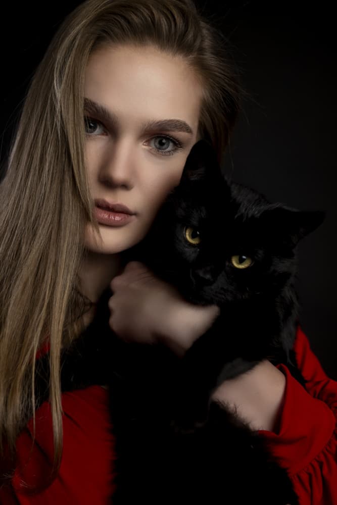 Woman with Black Cat by Ovi D. Pop — canvas wall art