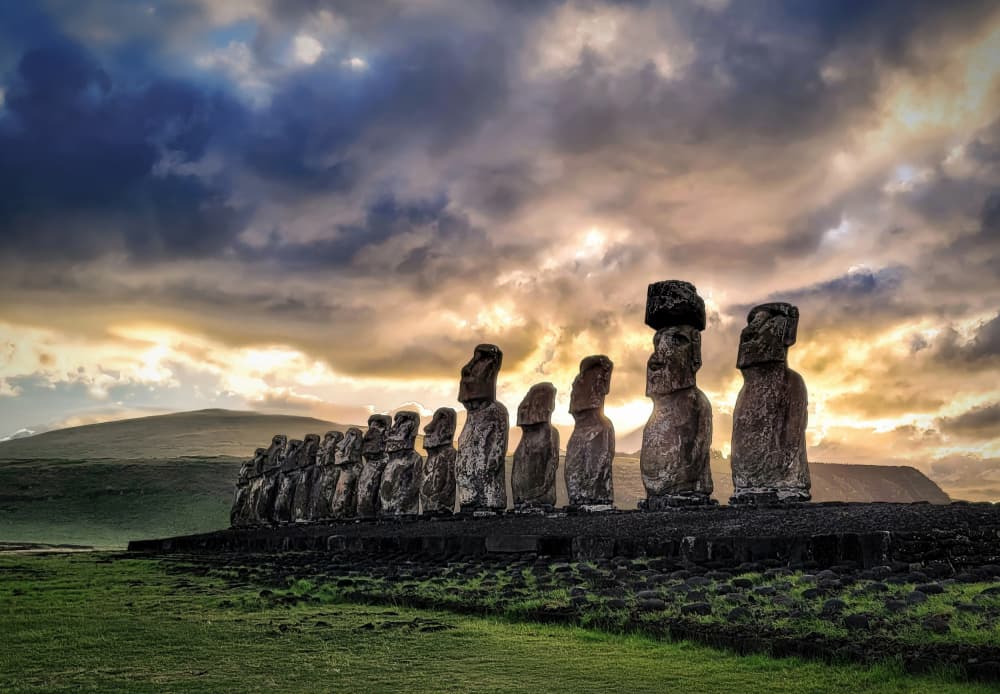 Easter Island Moai Sunset by Jie Jin — canvas wall art