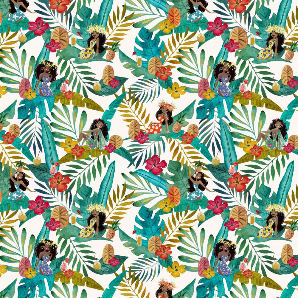 Happy Hawaiian Girls by Julie Lesouef — canvas wall art
