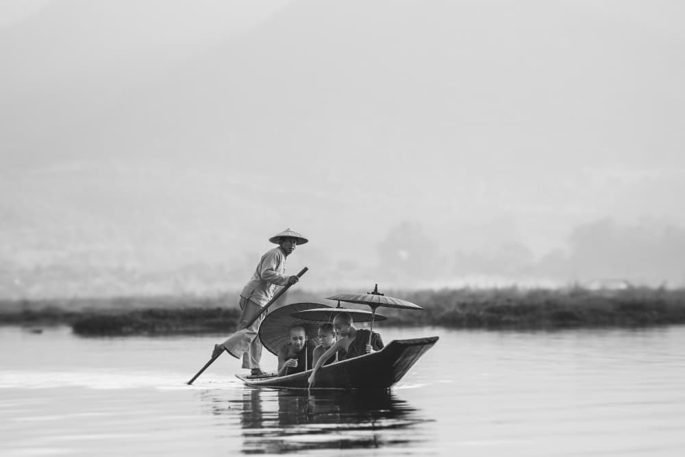 Misty Morning Monks by ADIREK M — canvas wall art