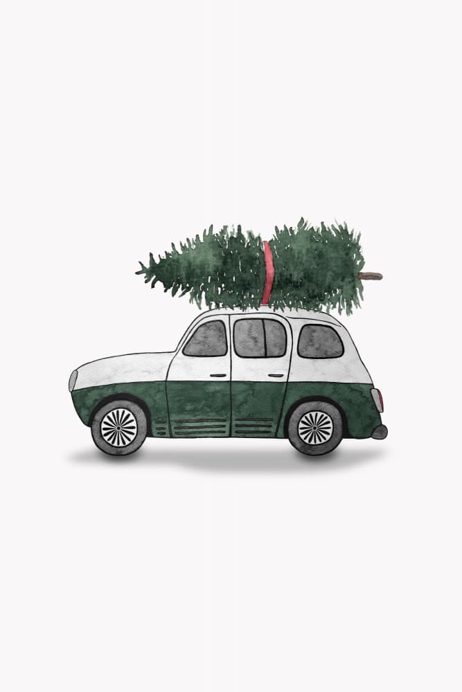 Christmas Tree Car by Karen Menzenbach — canvas wall art