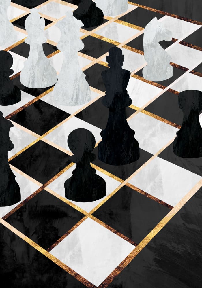 Elegant Chessboard Strategy by Sarah Manovski — canvas wall art