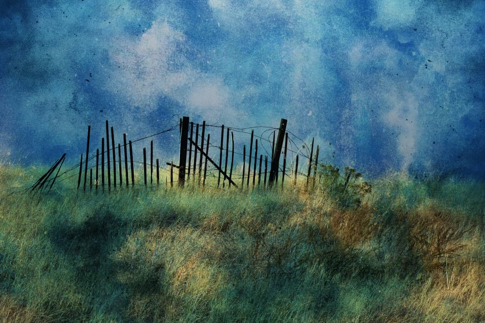 Coastal Fence Blue Sky by Porter Thomas — canvas wall art