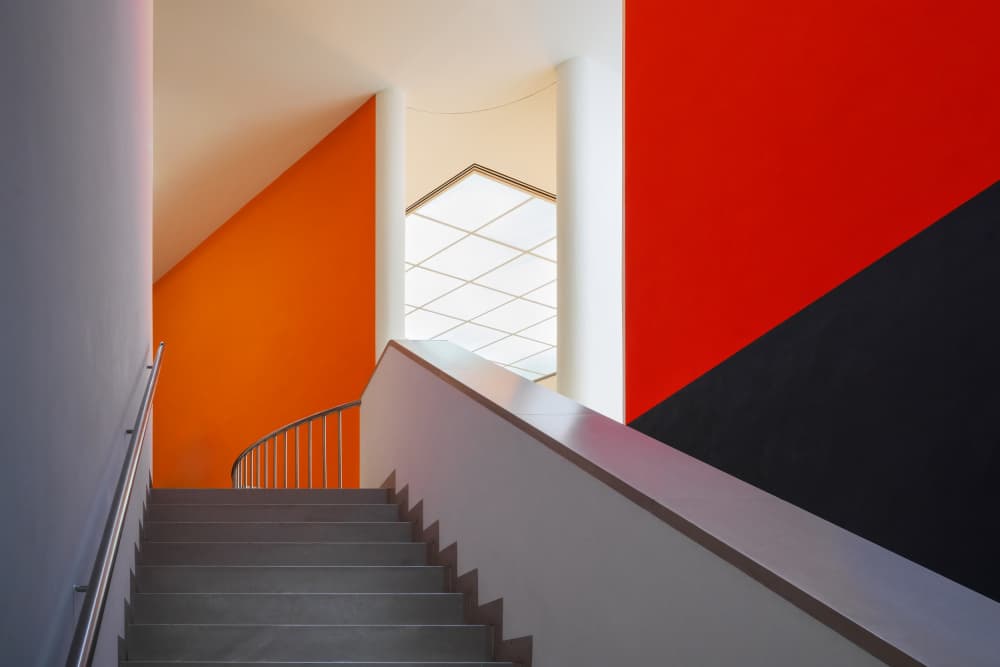 Vibrant Geometric Stairs by Marc van Oostrum — canvas wall art