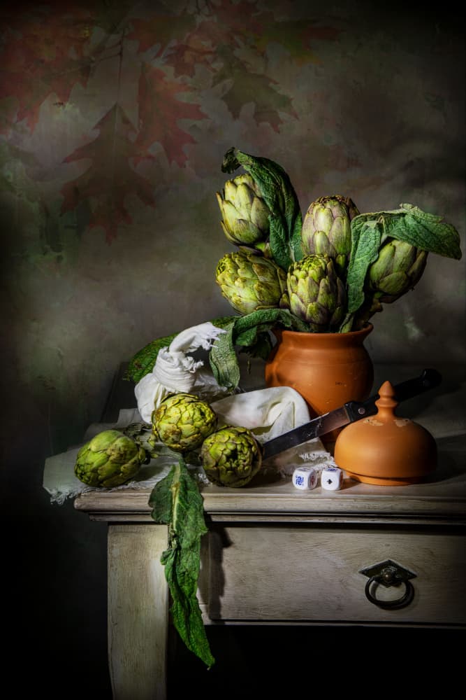 Rustic Artichoke Still Life by Felice Angelino — canvas wall art