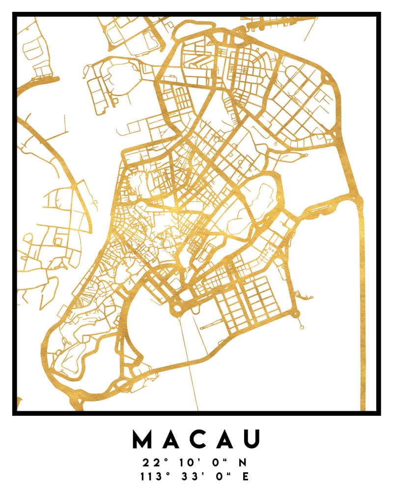 Macau Golden Map by Emiliano Deificus — canvas wall art