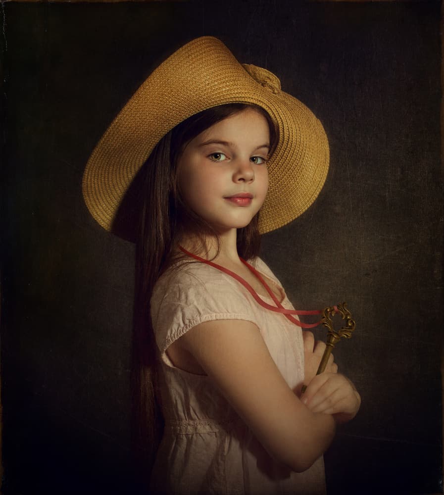 Young Girl With Key by Svetlana Melik-Nubarova — canvas wall art