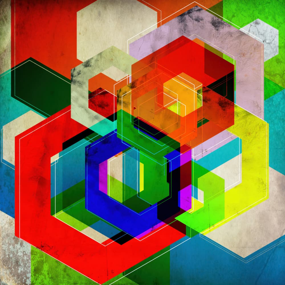 Vibrant Hexagon Layers by Rafal Kulik — canvas wall art