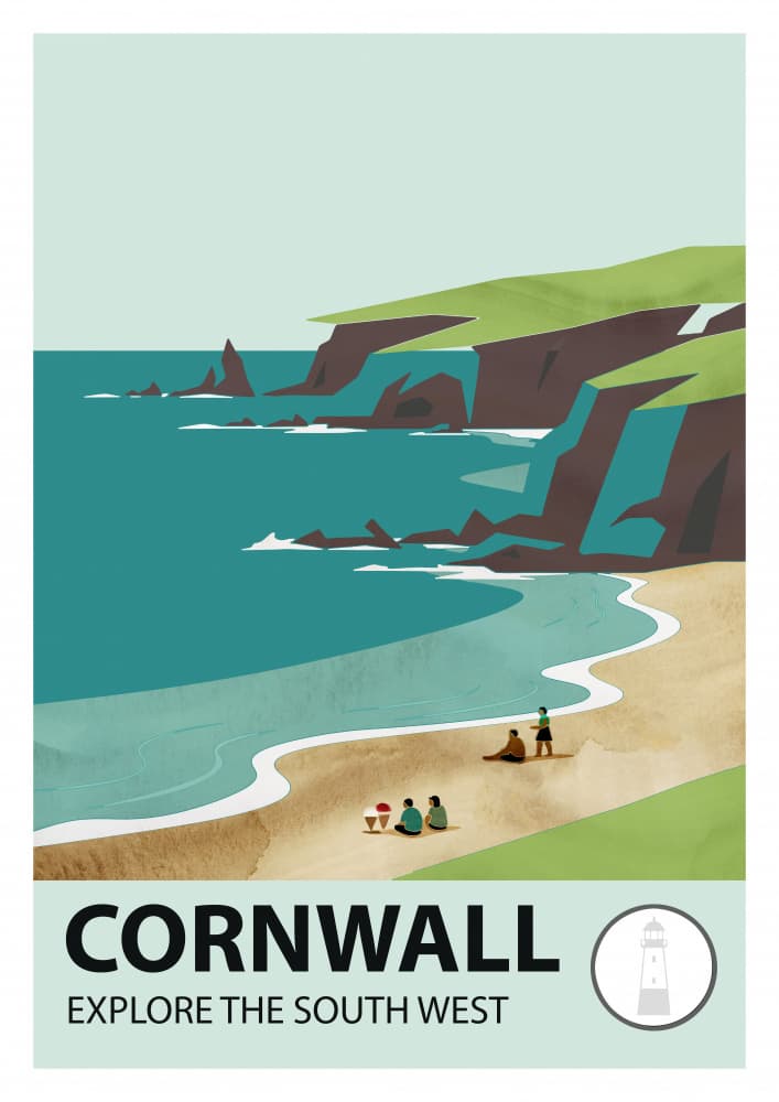 Cornwall Coastal View by casa cartissi — canvas wall art