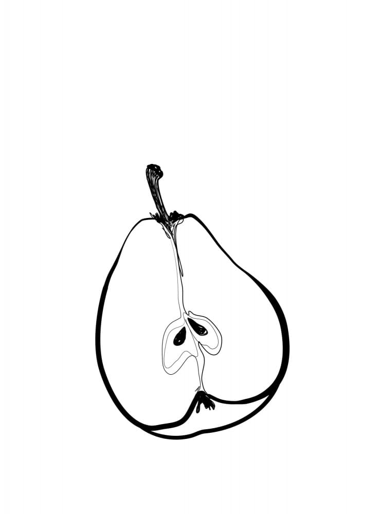 Minimalist Pear Drawing by Rosana Laiz Blursbyai — canvas wall art