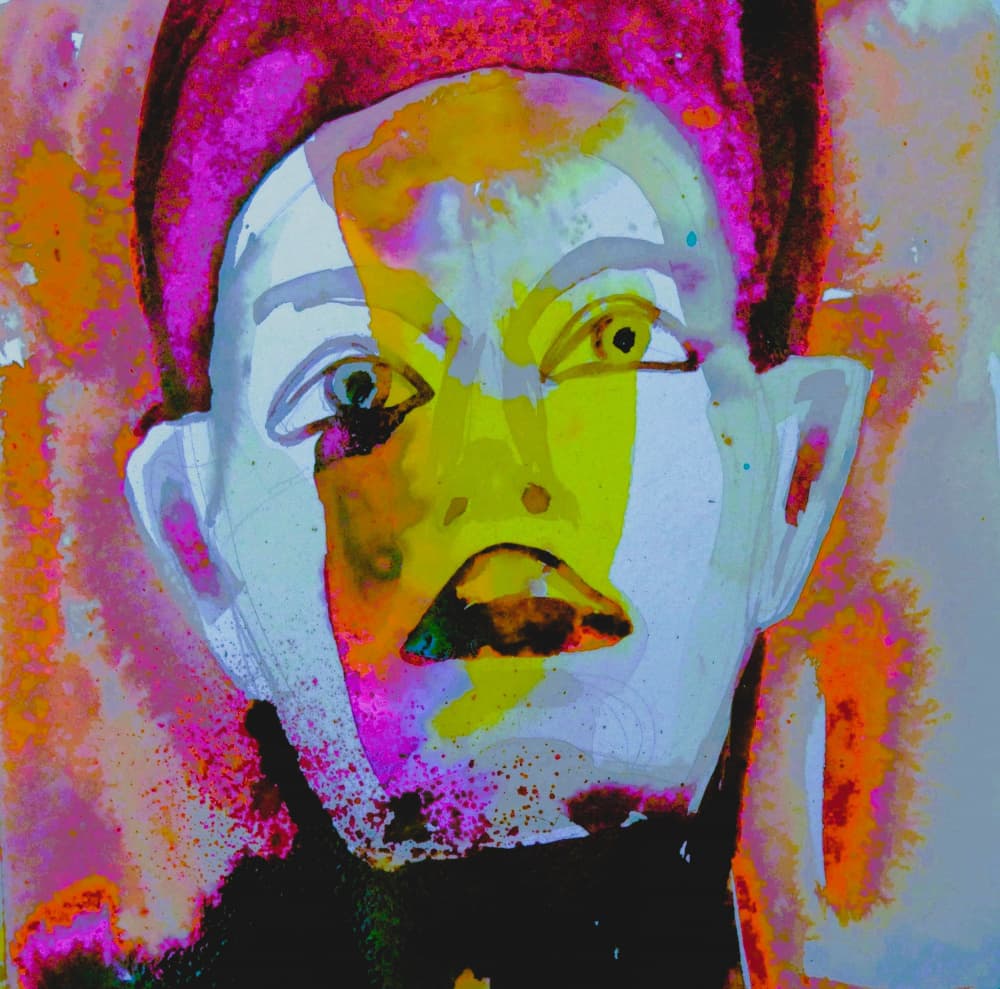 Expressive Neon Portrait by Doris Schmitz — canvas wall art