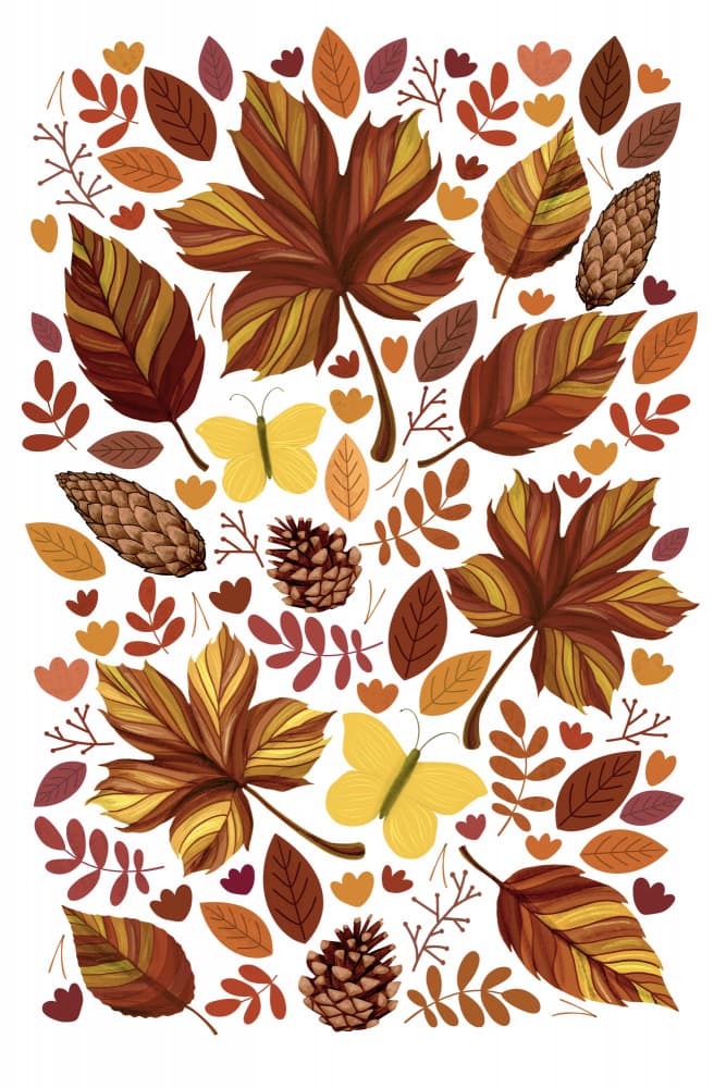 Warm Autumn Foliage Pattern by EMELIEmaria — canvas wall art