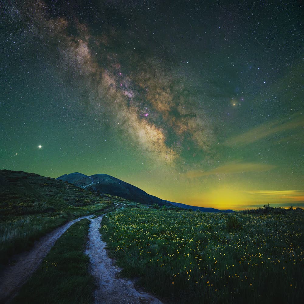 Milky Way Mountain Path by Hristo Ivanov Yordanov — canvas wall art