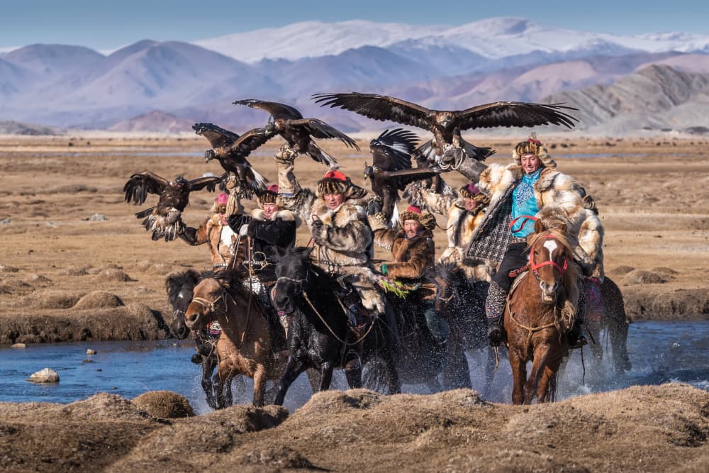 Golden Eagle Hunters by Carlos Cremades Pérez — canvas wall art