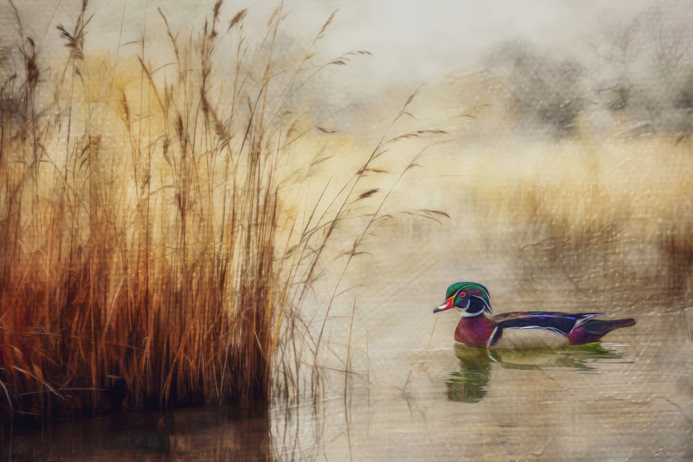 Calm Wood Duck Pond by Barbara Fletcher — canvas wall art
