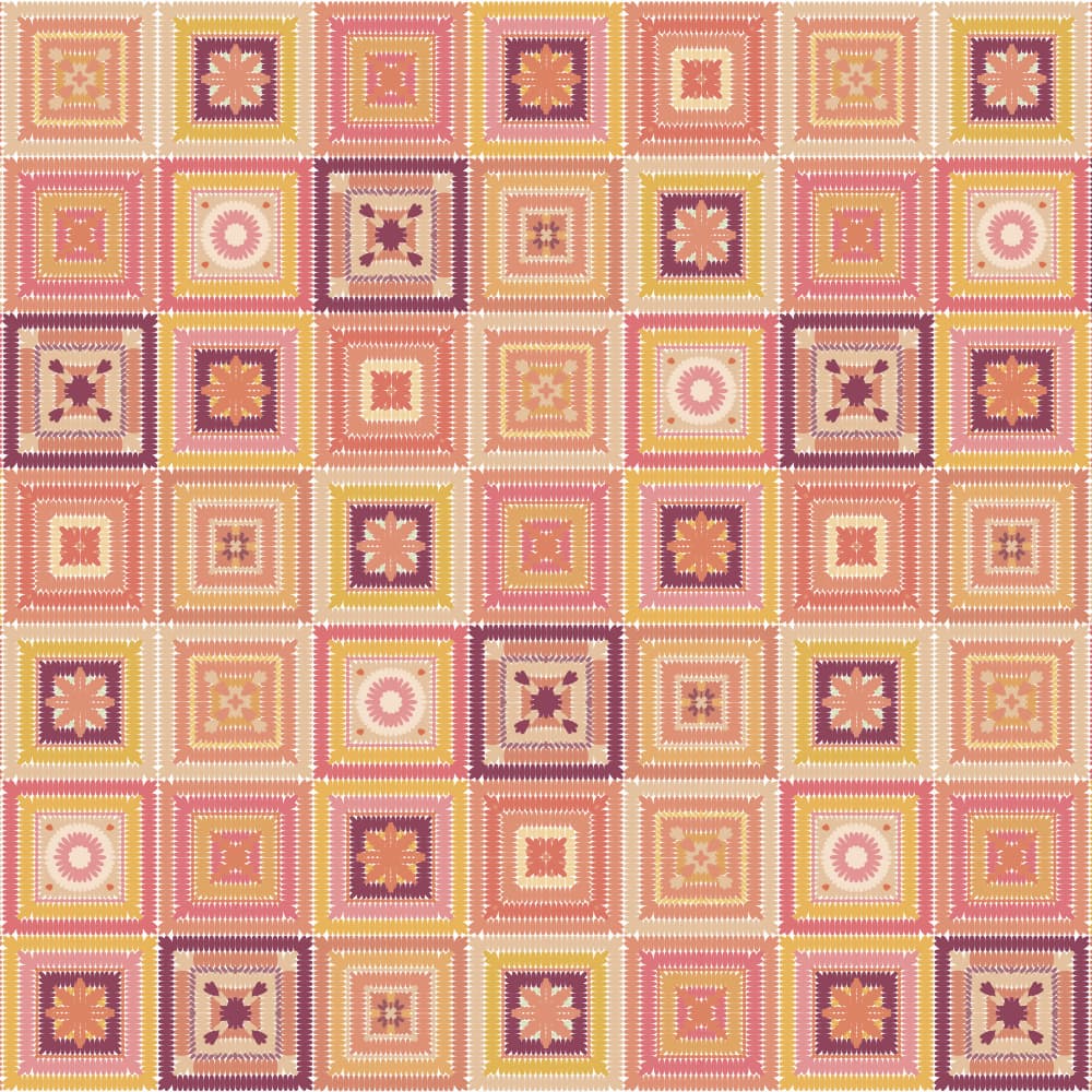 Colorful Patchwork Quilt Pattern by Rosana Laiz Blursbyai — canvas wall art