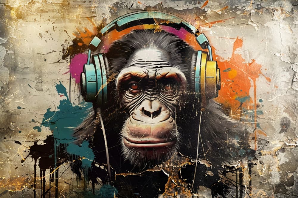 Monkey Animal Vintage Art Illustration Wallart 03 by Rafal Kulik — canvas wall art
