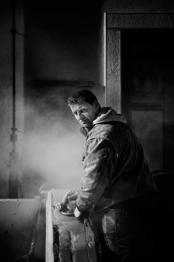 Industrial Worker Portrait by Jure Kravanja — canvas wall art
