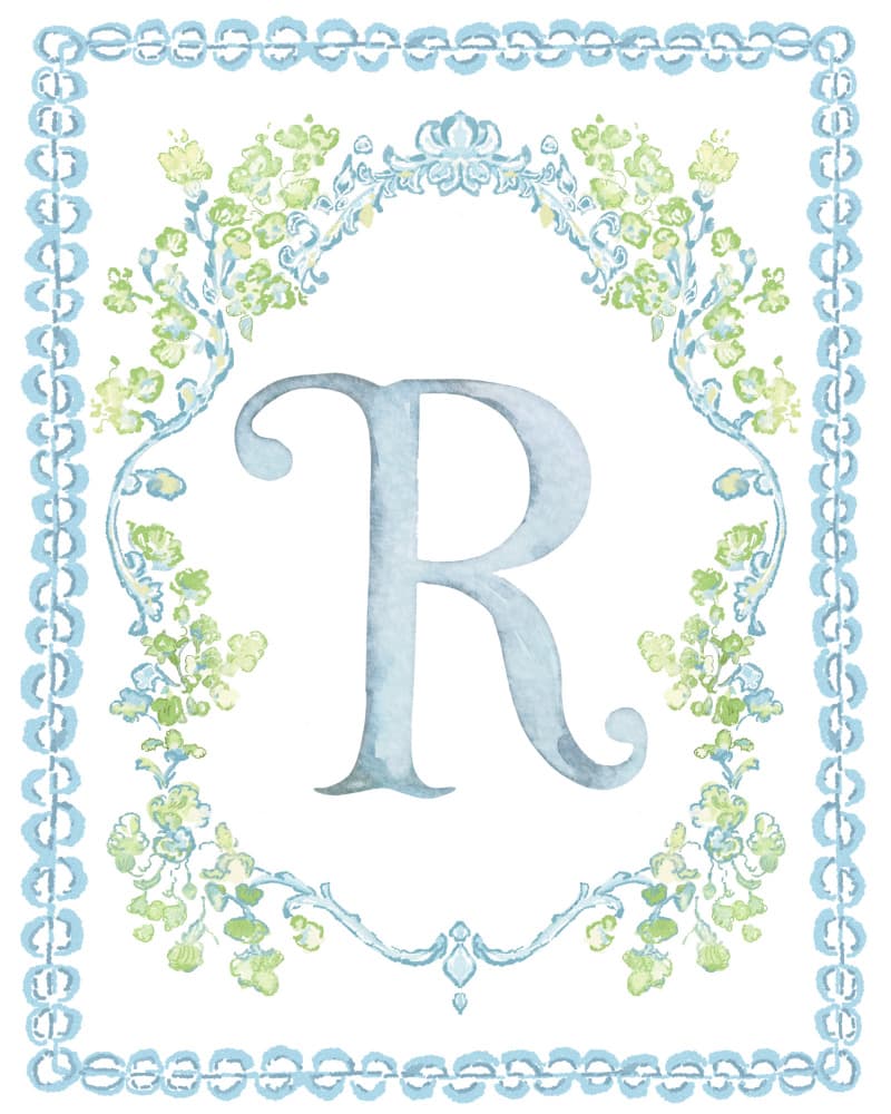 Elegant Watercolor R Monogram by Mathieu jeuf — canvas wall art