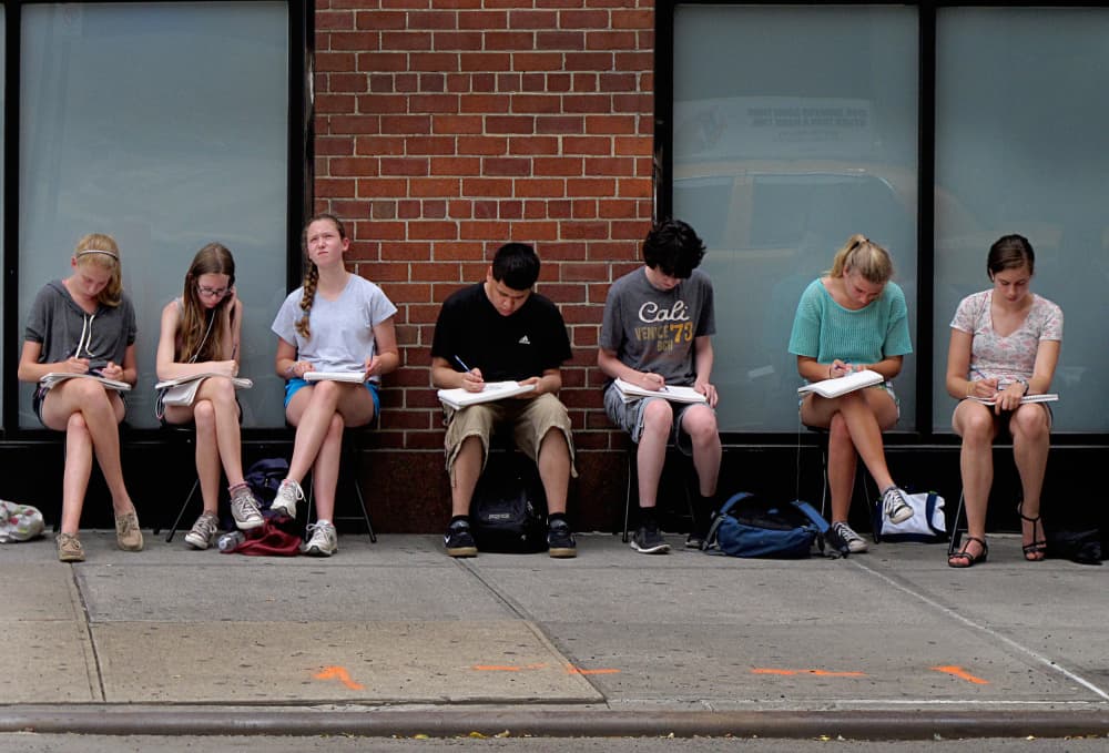 Focused Street Sketchers by Mariuca Brancoveanu — canvas wall art