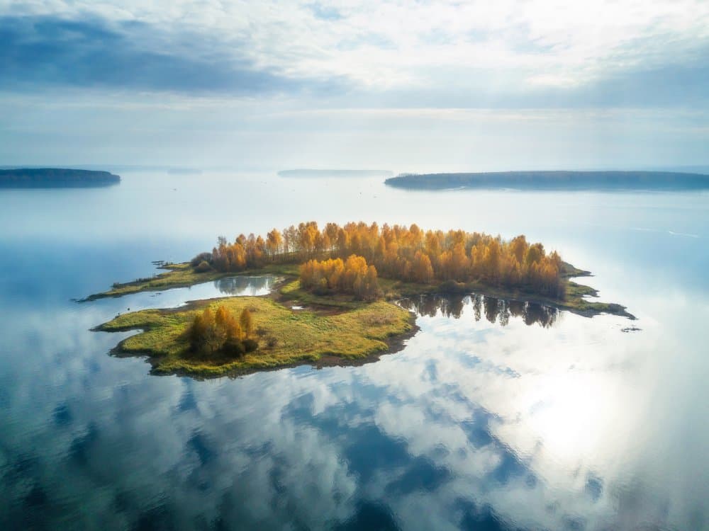 Autumn Island Reflection by Vasily Iakovlev — canvas wall art