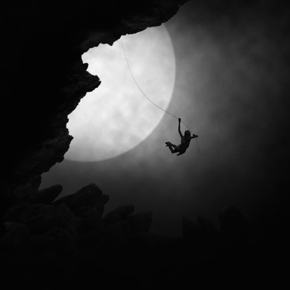 Moonlit Rock Climber by hardibudi — canvas wall art