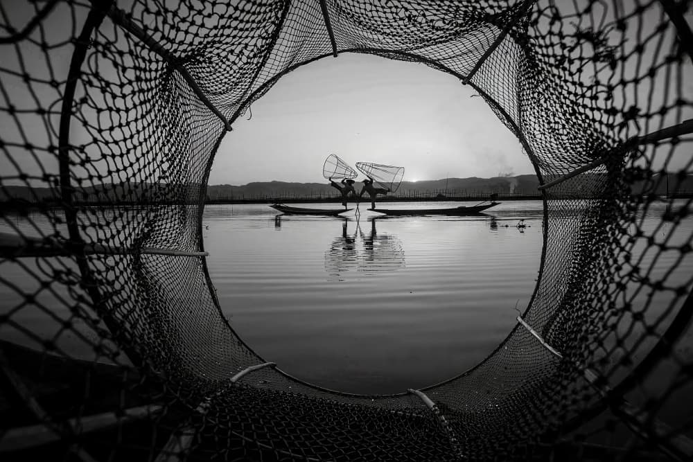 Inle Lake Fishermen by Jiahong Zeng — canvas wall art
