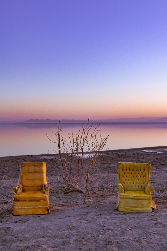 Golden Armchairs Desert Twilight by Bethany Young — canvas wall art