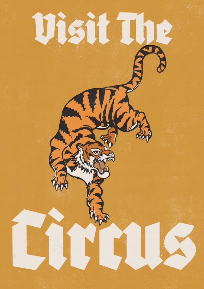 Vintage Circus Tiger by Nicholas — canvas wall art